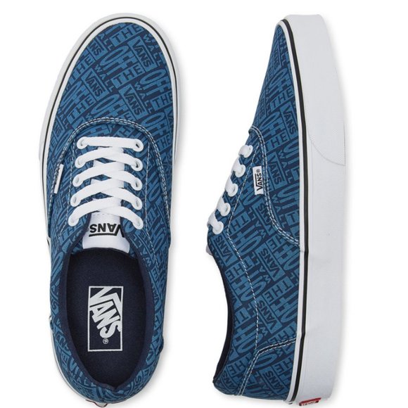 Vans Men's Doheny Off The Wall All Over Logo Blue and Black Size 10-12 Sneakers - Picture 1 of 9